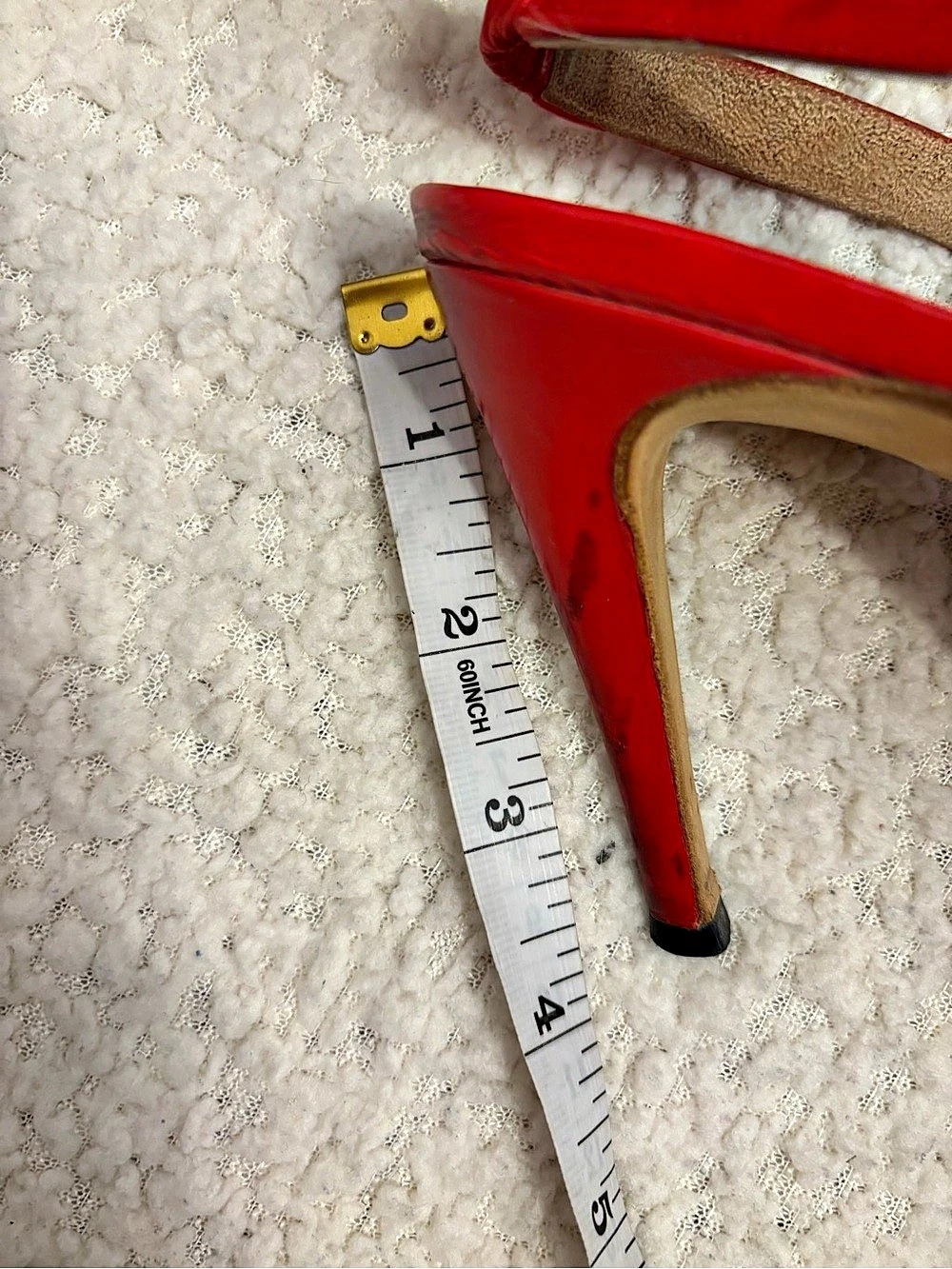 Vintage Manolo Blahnik Red Patent Leather Slingback Heels EU 39.5 - Picture 6 of 7